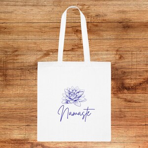 Namaste Lotus Flower Cotton Tote Bag,Gift for Yoga Lovers,Meditation gift,Gift for Wellness Lovers,boho yoga clothing,Zen Gifts,Lotus flower