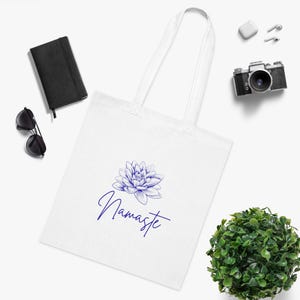 Namaste Lotus Flower Cotton Tote Bag,Gift for Yoga Lovers,Meditation gift,Gift for Wellness Lovers,boho yoga clothing,Zen Gifts,Lotus flower