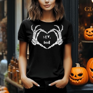 Hey Boo tshirt,boo ghost t-shirt,halloween t shirt,oh hey boo,skeleton halloween t shirt,funny halloween t-shirt,women halloween t shirt