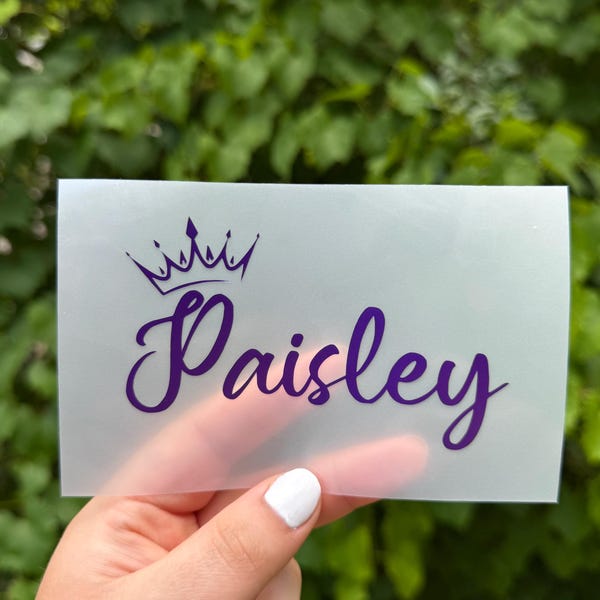 Custom name crown vinyl decal sticker | personalized decal for cups, car, laptop, and more! | crown with name sticker