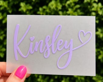 Name Decal | Personalized Script Vinyl Sticker | Custom Name Sticker | Car Window Decal | Laptop Water heart Tumbler Decal |  Girly decal
