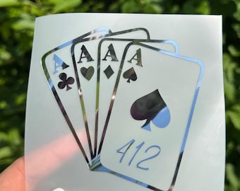 Custom area code ace of spades vinyl decal, playing cards decal for truck