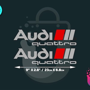 Audi Quattro Racing 23cm Badge Sickers for car Side, Side Skirt, Side Door Bottom, Hood Bonnet or Side Pannel in 4 Colors