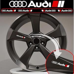 Audi Wheel rims alloy s-line 4&quot; sticker decal logo 4p fits A6 A7 A8 A3 A4 Q7 Q5 RS