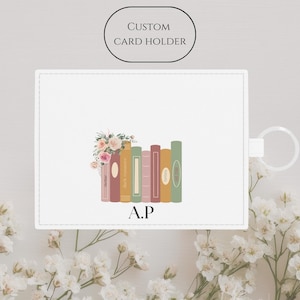 Porta-cartões de couro personalizado para amantes de livros, produtos de presente Bookish, porta-cartões de chaveiro, presentes personalizados para ela, ideia de presente Bookstagram