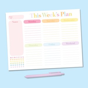 Weekly Planner Bold Rainbow Desk Planner | Weekly Notepad | Daily Planner | To Do List Desk Pad | Productivity Planner