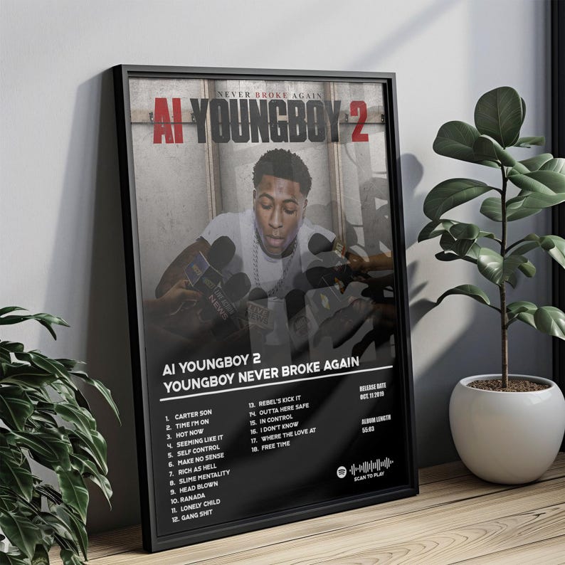 NBA Youngboy AI Youngboy 2 Minimal Album Cover Poster Music Wall Art