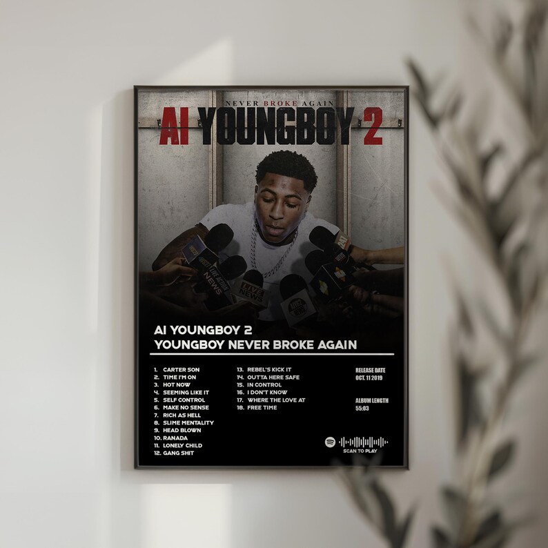 NBA Youngboy AI Youngboy 2 Minimal Album Cover Poster Music Wall Art