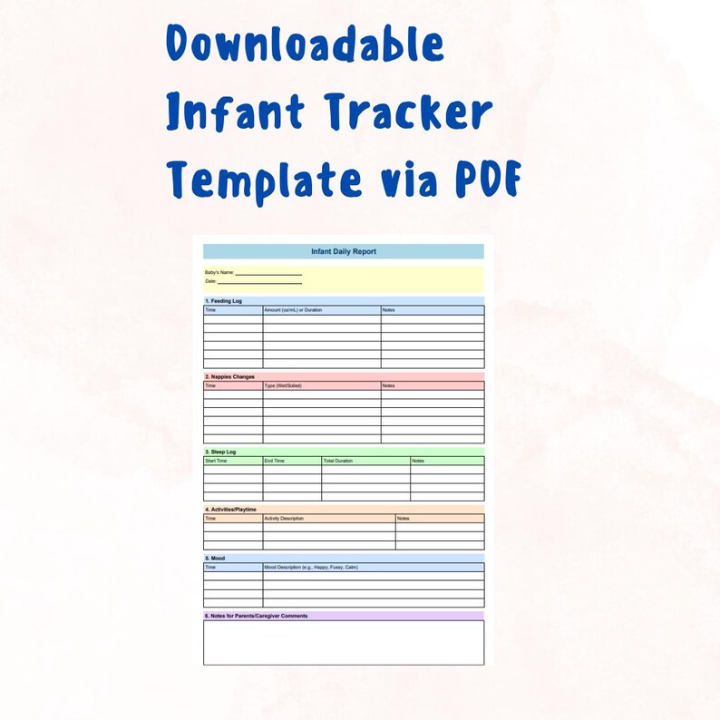 Infant Daily Report Template – Printable Baby Log for Parents and ...