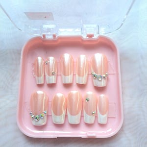 Chrome French Tip Square Press on Nails