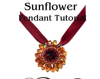 Sunflower Pendant Beading Tutorial - PDF Download