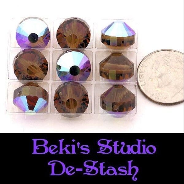 Swarovski Vintage 5101 10mm Smoked Topaz AB