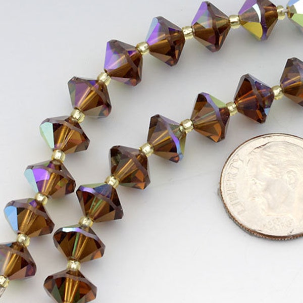 20 Vintage Swarovski 5307 8mm Smoke Topaz AB - L163