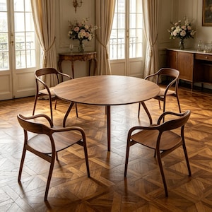 Solid Walnut Bentwood Armchair, Japandi Sculptural Dining, Japanese Modern Desk Chair