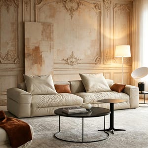 Sofá de piel de primera calidad, sofá relleno de plumón de ganso, muebles modernos minimalistas.