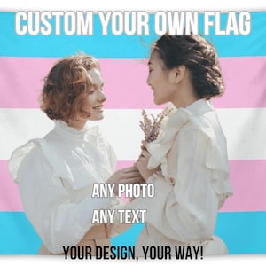 Custom Transgender Pride Flag Tapestry, Personalized Photo & Text, LGBTQ+ Wall Art Gift