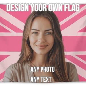 Custom Pink Union Jack Tapestry: Personalized Photo UK Flag Wall Hanging