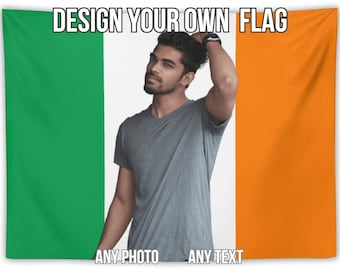 Custom Ireland Flag Tapestry, Personalized Irish Photo Banner