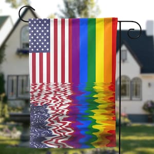 Custom Pride Garden Flag,  Rainbow & American Flag, LGBTQ+ Outdoor Decor