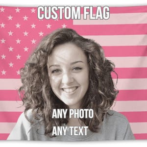 Custom Pink American Flag Tapestry: Personalized Photo Wall Hanging