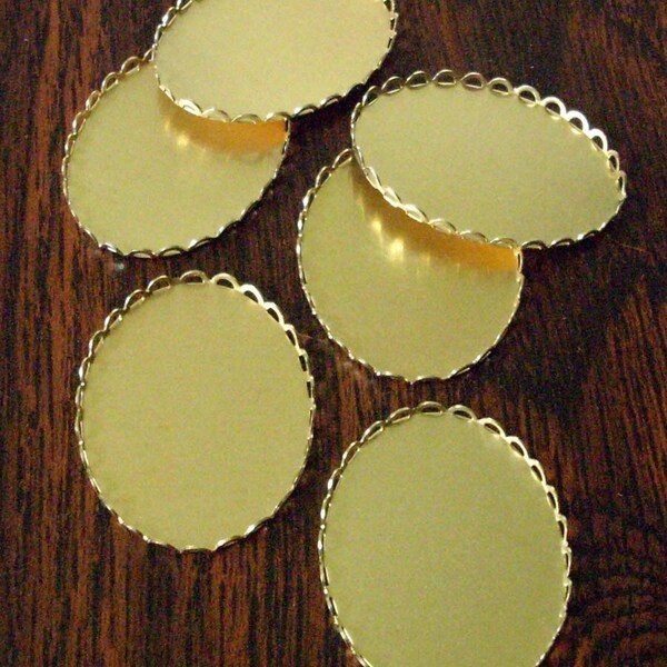 40x30 Brass lace edge oval cameo cab bezel settings cups mounts LOT