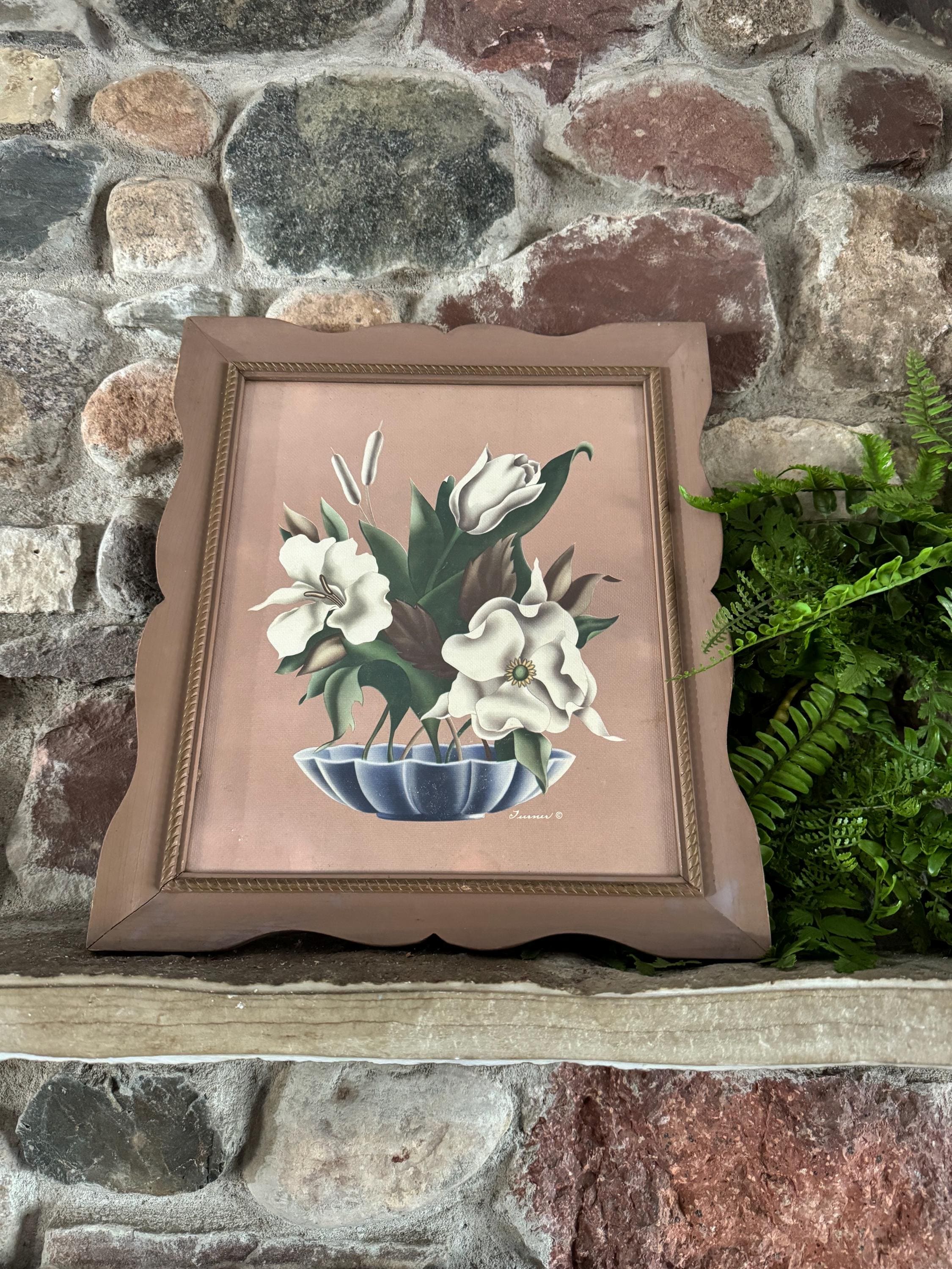 1950年代Turnerミッドセンチュリー リトグラフ プリント フラワー Vintage Mid Century Turner Style Floral Flower Prints Framed