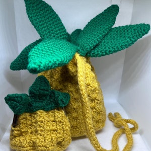 Crochet Pineapple Drawstring Bag With Matching Coin Purse