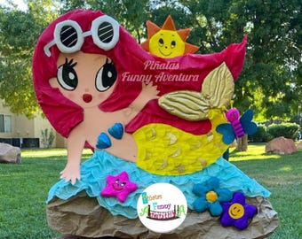Mermaid piñata for a birthday party.