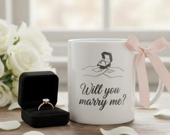 Personalized mug for a marriage proposal.