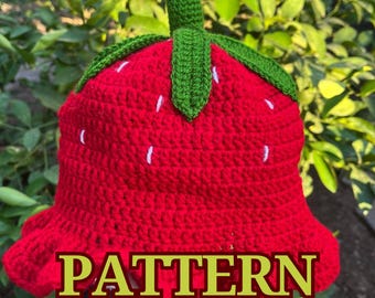 PDF PATTERN - Strawberry Crochet Hat Pattern - Digital Download for Beginner & Intermediate Crocheters - Detailed Explanations