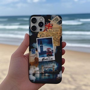 Personalized London Big Ben, Red Bus Phone Case, Vintage Travel Design, UK Aesthetic Gift, Wanderlust Lovers, Classic London, Tough Cases