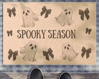 Customizable Halloween Doormat with Cute Spooky Season Ghosts