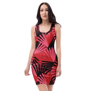 Bodycon Kleid rot und schwarz gemustert,rote Kleider,figurbetonte Kleider,legere Kleider,Kleider