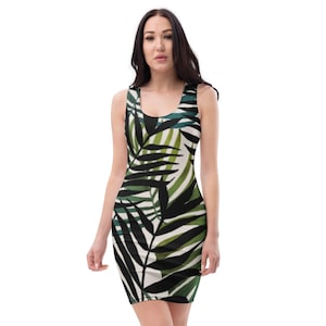 Tropical Floral Bodycon Dress: Beach Party Cocktail Dress