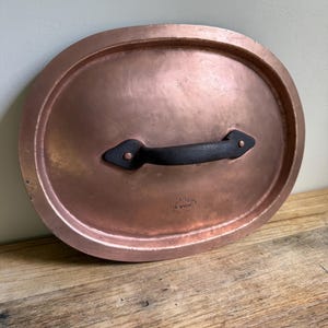 Rare Antique Hammered Duparquet Copper Lid for Oval Daubiere Braising Pot