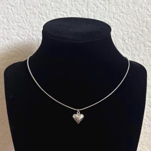 Stainless Steel Heart Pendant Necklace: Minimalist Silver Snake Chain
