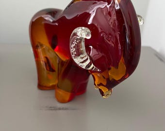 Cuernos de averturina de ámbar rojo con forma de toro de cristal de Murano antiguo