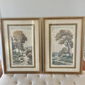 ROGER HEBBELINCK Etchings Colored Aquatint~Landscape~Artist Signed and Numbered.