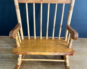 Wooden  Doll Double Rocker Teddy Bear Bench Vintage Toy Chair