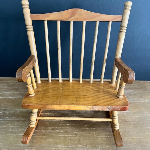 Wooden  Doll Double Rocker Teddy Bear Bench Vintage Toy Chair