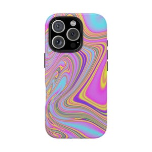 Abstrakte Malerei Handytasche für iPhone 16 15 14 13 12 11 und S21 S22 S23 S24, Robuste Hülle, Bunte Handyhülle
