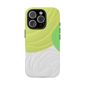 iPhone 16 15 14 13 12 11 および S21 S22 S23 S24 用の抽象的なペイントの電話ケース、抽象的な電話ケース、ペイントの電話ケース、緑の電話ケース