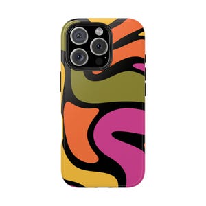 Retro Stripes Phone Case Aesthetic cover For iPhone 16 15 14 13 12 11 and S21 S22 S23 S24, retro phone case, tough case, striped phone case