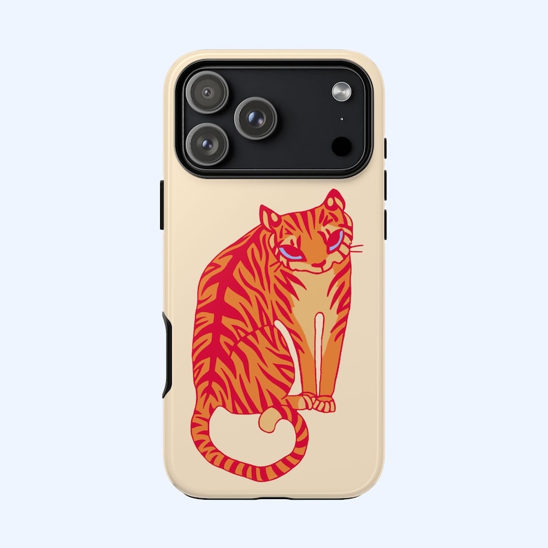 Orange Tiger Phone Case, Cute Grunge Indie Art, Bold Animal Cool Girl Gift iPhone Pro Max 17 16 15 14 13, Samsung Galaxy S25 Google Pixel image 2