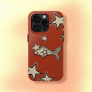 オレンジ スター 金魚 スマホケース キュート Y2K 海 天体 グランジ クール ガール ギフト iPhone Pro Max 16 15 14 13 12、Samsung Galaxy S24 S23 S22 S21