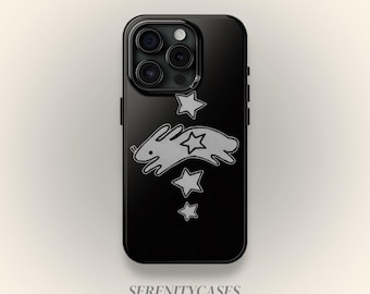 Black Star Bunny Phone Case Y2K Grunge Gothic Cute Pretty Cool Girly Gift iPhone Pro Max 16 15 14 13 12 11, Samsung Galaxy S24 S23 S22 S21