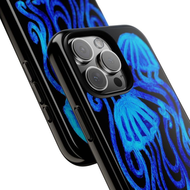 Whimsical Blue Jellyfish Phone Case, Cute Coastal Grunge Whimsical Cool Girl Gift iPhone Pro Max 17 16 15 14 13 12, Samsung Galaxy S26 S25 image 3