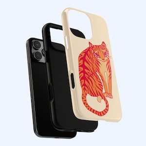 Orange Tiger Phone Case, Cute Grunge Indie Art, Bold Animal Cool Girl Gift iPhone Pro Max 17 16 15 14 13, Samsung Galaxy S25 Google Pixel image 4