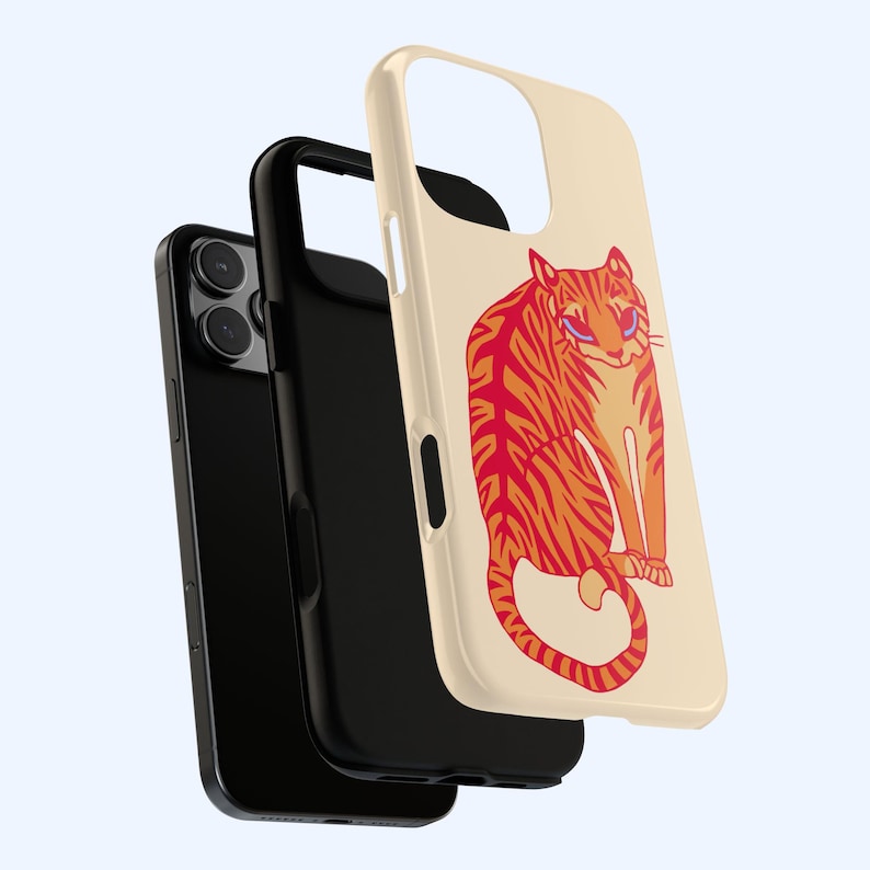 Orange Tiger Phone Case, Cute Grunge Indie Art, Bold Animal Cool Girl Gift iPhone Pro Max 17 16 15 14 13, Samsung Galaxy S25 Google Pixel image 4