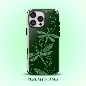 Green Dragonfly Whimsical Phone Case Cute Y2K Grunge Boho Cottagecore Cool Girl Gift iPhone Pro Max 17 16 15 14 13 12 Samsung Galaxy S26 S25 image 1